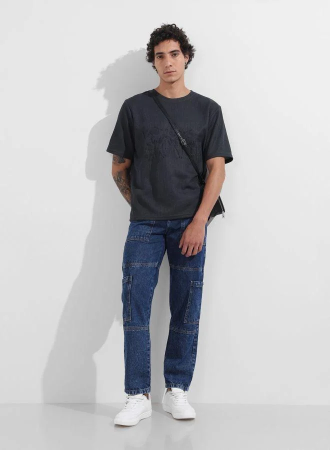 The Indian Garage Co  Men Regular Fit Solid Patch Pocket Mid-Rise Jeans for Men | Best Price UAE